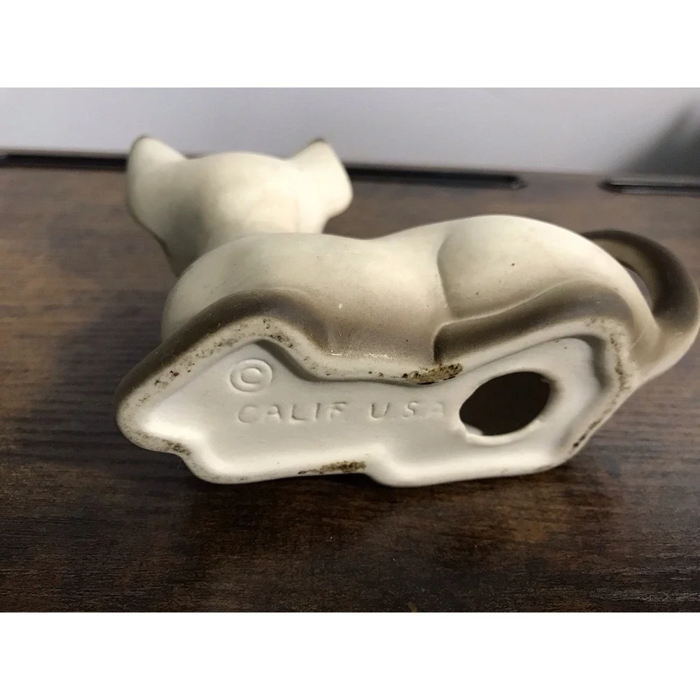 Siamese Ceramic Cat Figurine With‎ Beautiful Jeweled Amber Eyes Vintage
